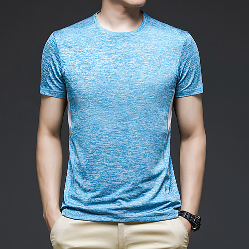 

Men's Hiking Tee shirt Tee Tshirt Outdoor Breathable Quick Dry Elastane Burgundy Blue Grey