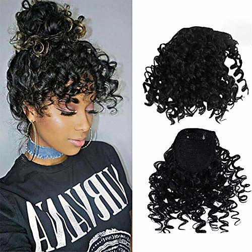 

gemily afro clip in bangs hair black front 1pc kinkys curly hairpieces synthetic hair extensions for black women