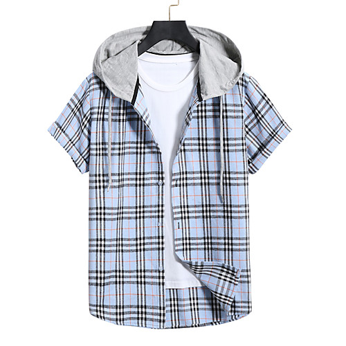 

Men's Sweatshirt Shirt non-printing Color Block Plain Patchwork Short Sleeve Casual Tops Blue