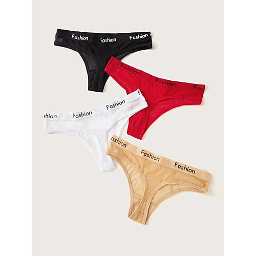 

Women's 1 Piece Mesh G-strings & Thongs Panties - Normal Low Waist White Black Red One-Size