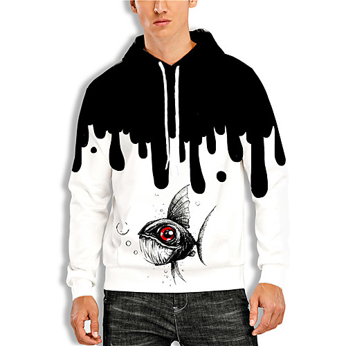 

Men's Pullover Hoodie Sweatshirt Graphic Prints Animal Print Daily Sports 3D Print 3D Print Casual Hoodies Sweatshirts White