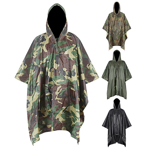 

Women's Men's Rain Poncho Waterproof Hiking 3-in-1 Jacket Rain Jacket Winter Outdoor Camo Waterproof Lightweight Windproof Breathable Raincoat Poncho Top Fishing Climbing Beach Black Army Green Dark