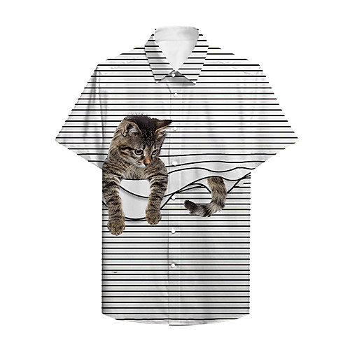 

Men's Shirt Other Prints Graphic Animal Button-Down Print Short Sleeve Daily Tops Fashion Classic Light gray