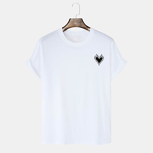 

Men's T shirt Hot Stamping Heart Graphic Prints Print Short Sleeve Daily Tops 100% Cotton Basic Casual White Black Blushing Pink
