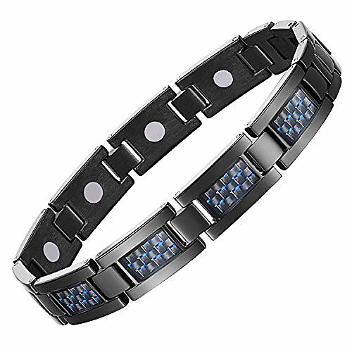 

Magnetic Bracelet for Men with Unique Blue Carbon Fiber Titanium Steel Magnetic Therapy Bracelet for Arthritis Pain Relief
