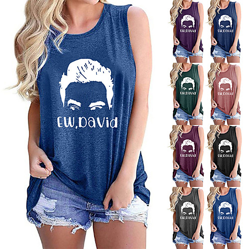 

Women's Tank Top Tee / T-shirt Pure Color Crew Neck Cotton Letter Printed Sport Athleisure Top Sleeveless Breathable Soft Comfortable Everyday Use Street Casual Daily Outdoor