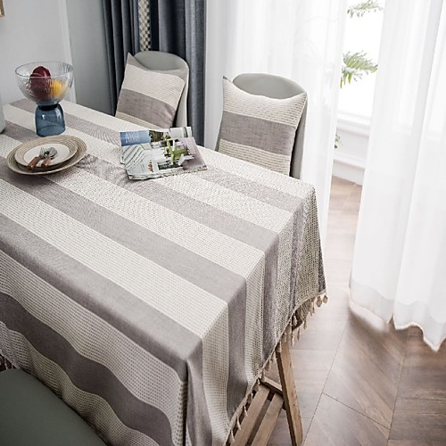 

Table Linens Cotton Dust-Proof European Style Striped Tabel cover Table decorations for Daily Wear rectangule 6060 cm Grey 1 pcs