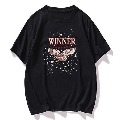 

Men's Unisex Tees T shirt Hot Stamping Graphic Prints Wings Plus Size Print Short Sleeve Casual Tops 100% Cotton Basic Designer Big and Tall Black