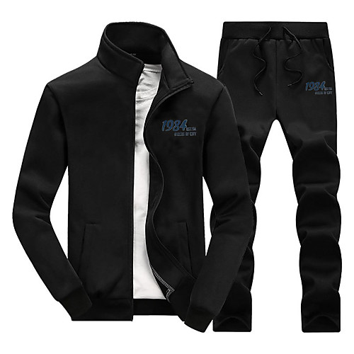 

Men's Sweatsuit 2 Piece Set Elastic Waistband Stand Collar Sport Athleisure Clothing Suit Long Sleeve Breathable Soft Comfortable Exercise & Fitness Everyday Use Outdoor Fitness Exercising