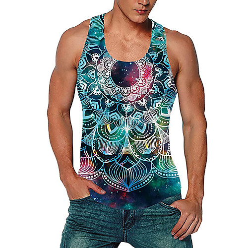 

Men's Tank Top Vest Undershirt 3D Print 3D 3D Print Print Sleeveless Daily Tops Casual Beach Rainbow