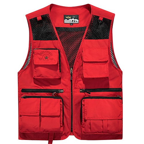 

Men's Hunting Gilet Outdoor Waterproof Windproof Removable Summer Solid Colored Polyester Red Army Green Grey