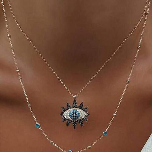 

Women's Layered Necklace Monogram Eyes Artistic Simple Alloy Gold 39.5 cm Necklace Jewelry 1pc For Festival