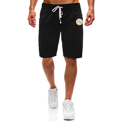 

Men's Casual / Sporty Athleisure Daily Gym Shorts Pants Graphic Short Pocket Elastic Drawstring Design Print Black Light Grey