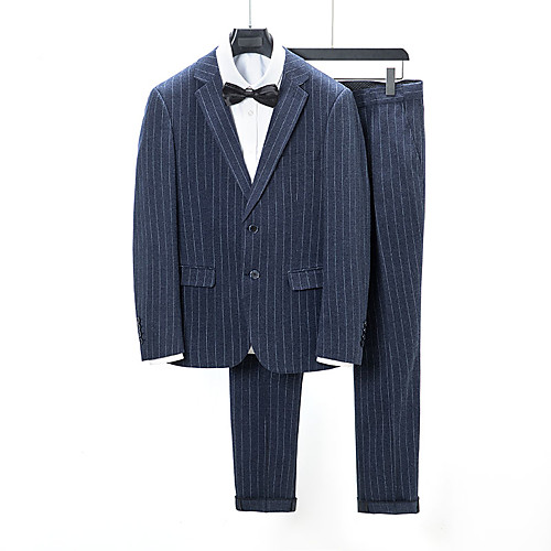 

Tuxedos Tailored Fit Notch Single Breasted Two-buttons Polyester Stripes