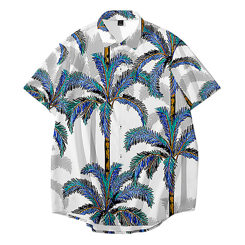 

Men's Shirt 3D Print Graphic 3D Button-Down 3D Print Short Sleeve Casual Tops Casual Hawaiian White
