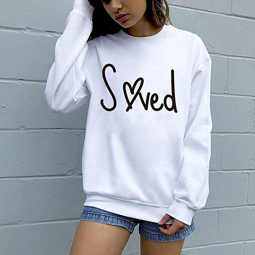 

Women's Sweatshirt Pullover Pure Color Crew Neck Heart Letter Printed Sport Athleisure Sweatshirt Top Long Sleeve Breathable Soft Comfortable Everyday Use Street Casual Daily Outdoor