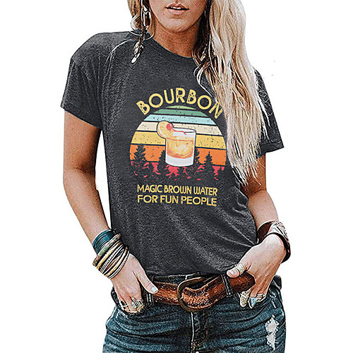 

Women's Tee / T-shirt Pure Color Crew Neck Cotton Letter Printed Sport Athleisure T Shirt Top Short Sleeves Breathable Soft Comfortable Everyday Use Street Casual Daily Outdoor