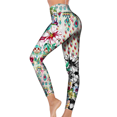 

21Grams Women's High Waist Yoga Pants Cropped Leggings Tummy Control Butt Lift Breathable White Fitness Gym Workout Running Sports Activewear High Elasticity