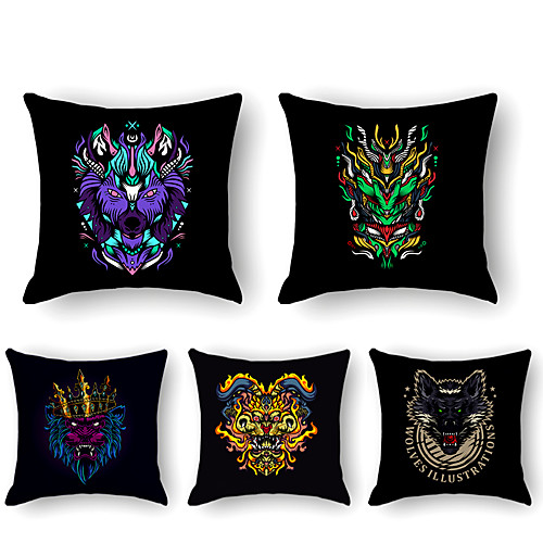 

Cushion Cover 5PCS Linen Soft Decorative Square Throw Pillow Cover Cushion Case Pillowcase for Sofa Bedroom 45 x 45 cm (18 x 18 Inch) Superior Quality Mashine Washable