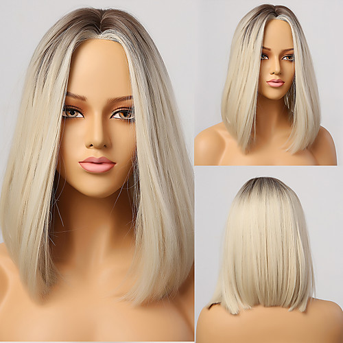 

Synthetic Wig Natural Straight Middle Part Wig Short Brown / Burgundy Synthetic Hair Women's Cosplay Party Fashion Brown