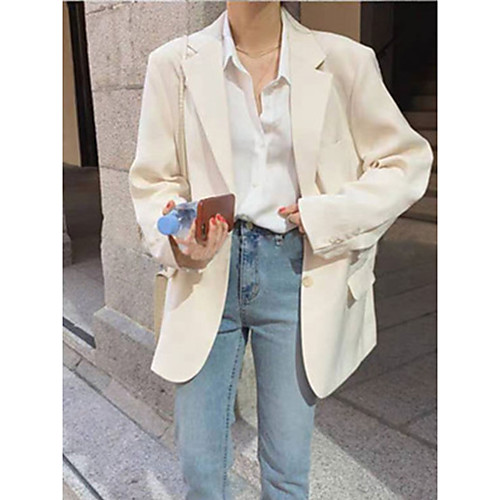 

Women's Single Breasted One-button Blazer Solid Colored Dailywear Black / Beige S / M / L