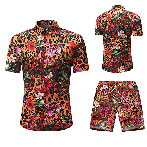 

Men's Shirt Other Prints Graphic Prints Print Short Sleeve Vacation Tops Rainbow