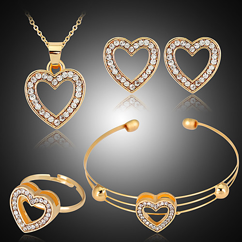 

Women's Jewelry Set Bridal Jewelry Sets Cut Out Heart Precious Fashion Gold Plated Earrings Jewelry Gold For Christmas Wedding Halloween Party Evening Gift 1 set