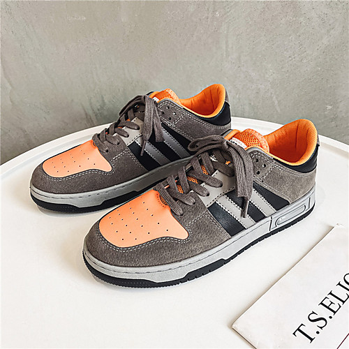 

Men's Sneakers Sporty Casual Preppy Athletic Daily Basketball Shoes Walking Shoes Faux Leather Synthetics Breathable Non-slipping Shock Absorbing Booties / Ankle Boots Black Grey Black / Blue Color