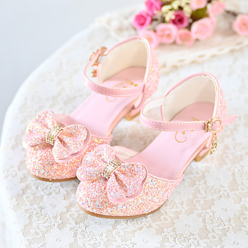 

Girls' Heels Flower Girl Shoes Princess Shoes School Shoes Rubber PU Little Kids(4-7ys) Big Kids(7years ) Daily Party & Evening Walking Shoes Rhinestone Buckle Sequin White Blue Pink Fall Spring