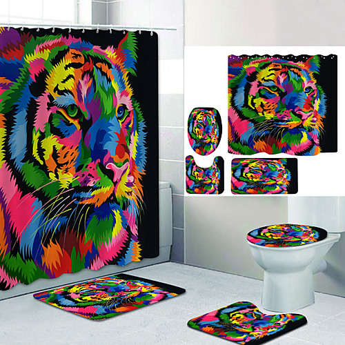 

Bathroom Shower Curtain & Mat Set Modern Polyester New Design