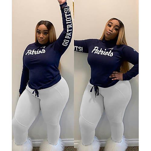 

Women's Plus Size Lace up Solid Colored Two Piece Dark Blue