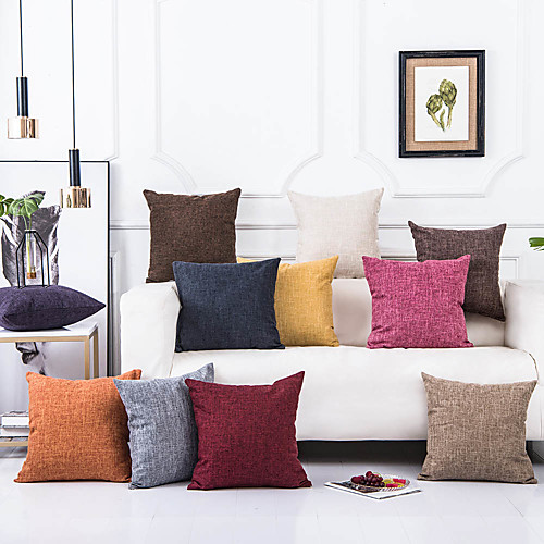 

1pc Cushion Cover 45x45cm Linen Solid Color