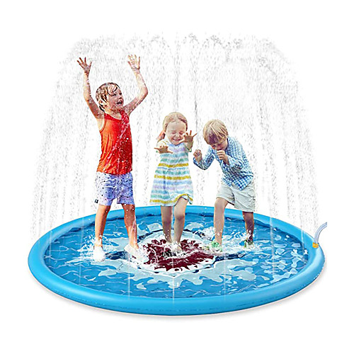 

Sprinkle Splash Play Mat Inflatable Splash Pad Sprinkler PVC / Vinyl Shark Water fun Outdoor Summer 68 Inch Boys and Girls Kid's
