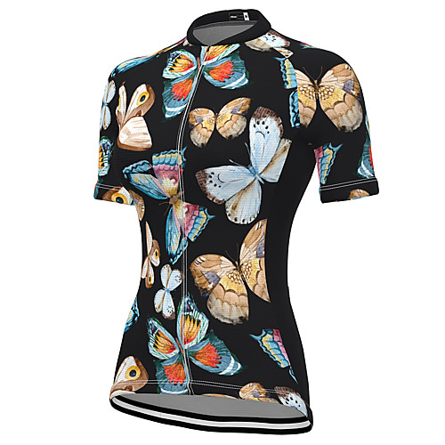 

21Grams Women's Short Sleeve Cycling Jersey Spandex Black Butterfly Bike Top Mountain Bike MTB Road Bike Cycling Breathable Sports Clothing Apparel / Stretchy / Athleisure