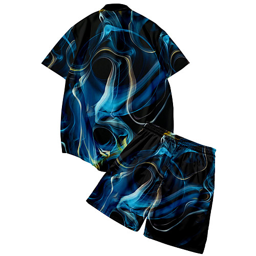 

Men's Shirt Suits 3D Print Lightning Button-Down 3D Print Short Sleeve Street Tops Fashion Classic Breathable Comfortable Black