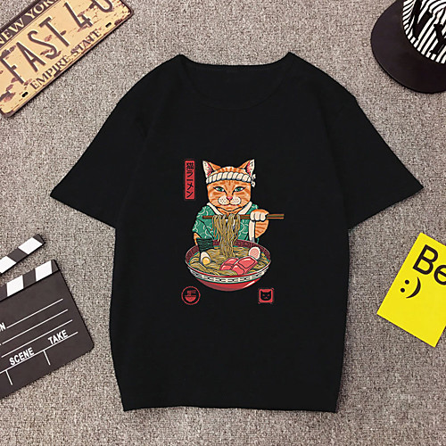 

Inspired by Animal Cat Cosplay Costume T-shirt Pure Cotton Graphic Prints Printing T-shirt For Men's / Women's