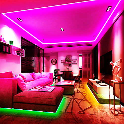 

LED Strip Lights 32.8ft 10M RGB with 44 Keys IR Remote Controller and 100-240V Adapter Color Changing 600LEDs SMD 2835 SMD 5050 Tiktok Lights for Home Bedroom Kitchen TV Back Lights DIY Decor