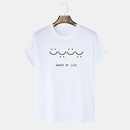 

Men's Unisex T shirt Hot Stamping Graphic Prints Smiley Face Letter Plus Size Print Short Sleeve Daily Tops 100% Cotton Basic Casual White Black Blushing Pink