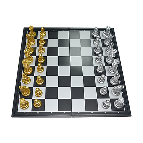 

9.8'' Square Golden/Silver Chess Set Magnetic Chess Pieces Folding Chess Board Gifts Travel Chess Set Game for Kids and Adults Educational Toys