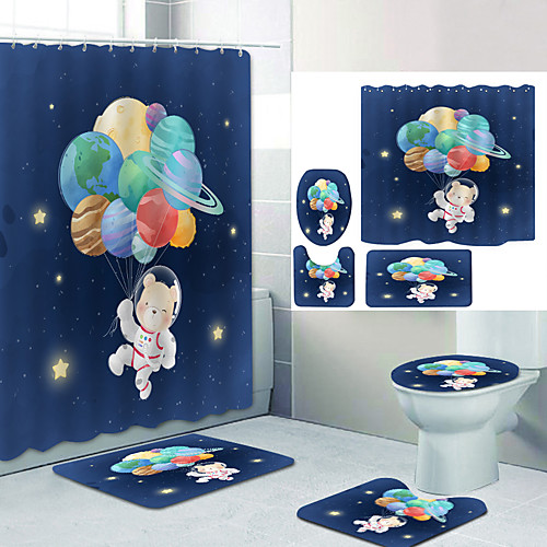 

Bathroom Shower Curtain & Mat Set Modern Polyester New Design