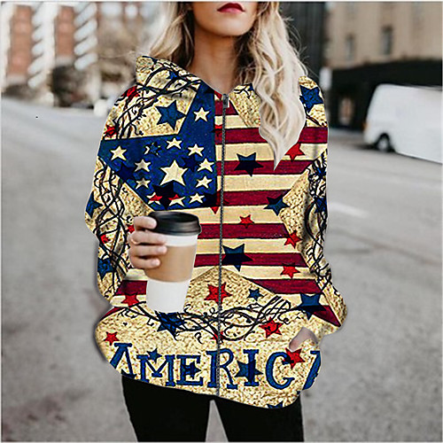 

Women's Color Block Print Active Spring & Fall Hoodied Jacket Regular Daily Long Sleeve Air Layer Fabric Coat Tops Yellow