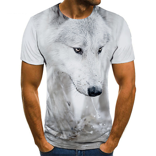 

Men's T shirt 3D Print Animal 3D Print Print Short Sleeve Casual Tops Casual Fashion White