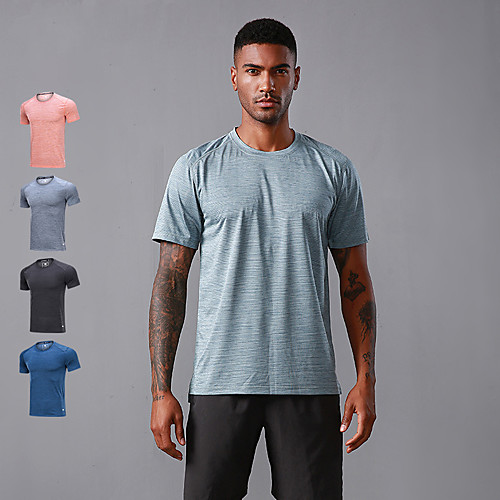 

Men's Short Sleeve Running Shirt Tee Tshirt Top Athletic Athleisure Summer Spandex Reflective Quick Dry Lightweight Fitness Gym Workout Running Jogging Sportswear Solid Colored Plus Size Dark Grey