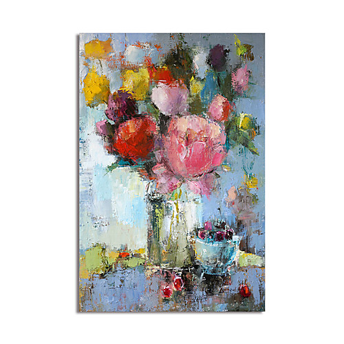 

Oil Painting Hand Painted Vertical Abstract Floral / Botanical Modern Stretched Canvas