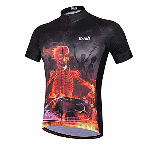 

men's cycling jersey short sleeve reflective with rear zippered bag skull party size m
