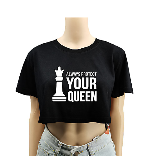 

Women's Crop Top Tee / T-shirt Crop Top Crew Neck Letter Printed Sport Athleisure T Shirt Top Short Sleeves Breathable Soft Comfortable Everyday Use Street Casual Daily Outdoor