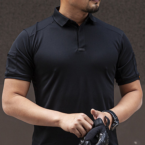 

Men's Hunting T-shirt Solid Colored Short Sleeve Outdoor Summer Breathability Wearable Quick Dry Soft Polyester Black Blue Grey Green