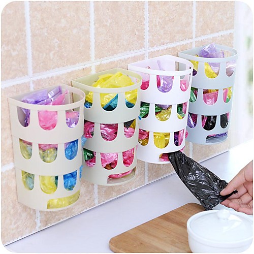 

Bag Dispenser Rack Plastic Bag Storage Shopping Grocery Bag Storage with Wall Mount Stick Holder Random Color