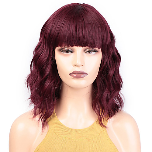 

Synthetic Wig Water Wave Short Bob Neat Bang Wig Short A15 A16 A17 A10 A11 Synthetic Hair Women's Cosplay Party Fashion Red Brown