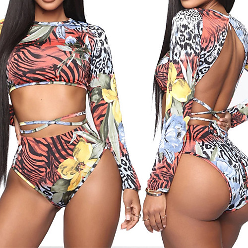 

Women's Rashguard Swimsuit Swimwear Breathable Quick Dry Long Sleeve 2 Piece - Swimming Surfing Water Sports Autumn / Fall Spring Summer